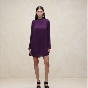 Banana Republic Rich Purple/burgundy  Long Sleeve Mini Dress Petite Small $190